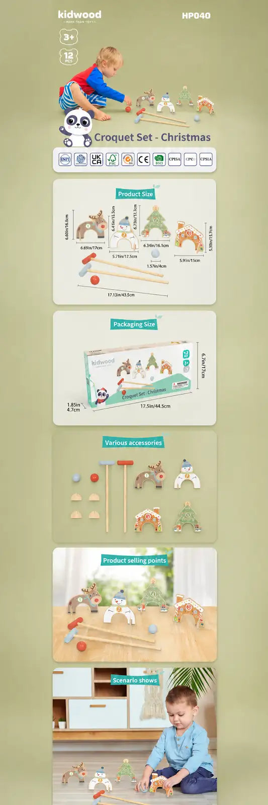 Christmas Croquet Set, 3-7y